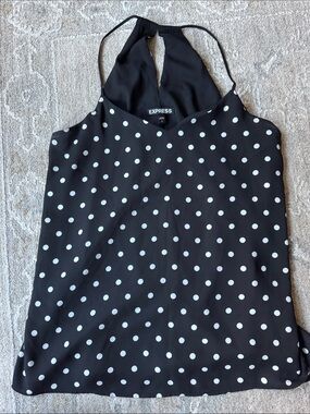 Express Black and White Polka Dot Halter Cami